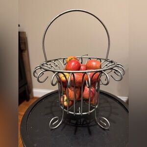 Decorative Metal Basket with Red Apples
